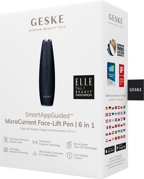 Микротоковая ручка для подтяжки лица GESKE MicroCurrent Face-Lift Pen 6в1 black HB0124 фото