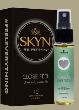 Набір SKYN Close Feel пачка 10 штук + Спрей для мінету Sensuva Deeply Love You Spearmint (29 мл) SOS5007 фото