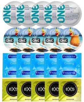 Набір 20 шт ONE Pleasure Plus + ONE Island Punch + Pasante Cooling + EXS Banana SOS7290 фото