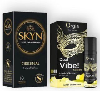 SKYN Original 10 шт + Orgie Dual Vibe! Lemon Gin And Tonic 15 мл SOS6806 фото