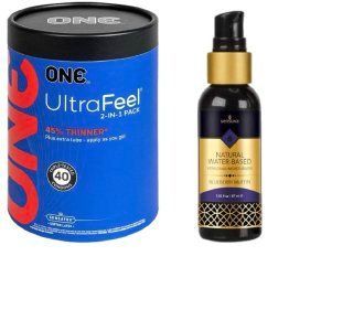 ONE UltraFeel 2-в-1. 40 шт.+ Смазка на водной основе Sensuva Natural Water-Based Blueberry Muffin 57мл  SOS6463 фото