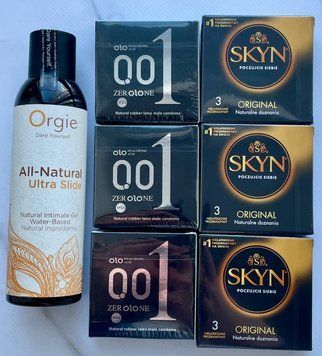 Набор OLO Feeling Ultrathin 001 + Skyn ​​Original 18 штук + Лубрикант ALL-NATURAL Ultra Slide 150 мл Orgie SOS3777 фото