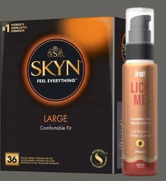 Комплект SKYN Large, 36 шт +  Гель  INTT Lick Me Kissable Gel Peach 50 мл SOS5441 фото