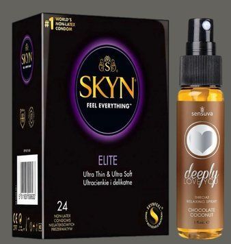Набір SKYN Elite, 24 шт + Спрей Sensuva Deeply Love You Chocolate Coconut (29 мл) SOS5296 фото