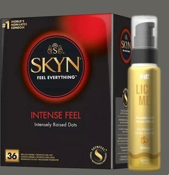 Комплект Skyn Intense feel 36 штук +  Гель INTT Lick Me Kissable Gel Honey 50 мл SOS5396 фото
