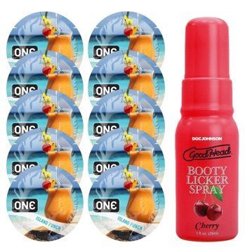Комплект ONE Island Punch 10 шт + Doc Johnson Booty Licker &ndash; Cherry, 29 мл SOS13835 фото