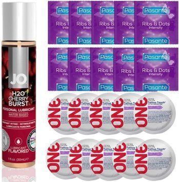 Набор 20 шт Pasante + ONE + System JO H2O Cherry Burst (30 мл) SOS4574 фото