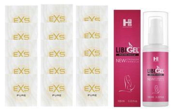 Комплект EXS Pure15 шт + Sexual Health Series LibiGel, 100 мл SOS14849 фото
