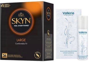 Набір з SKYN Large (36 шт) + стимулятор VALKIRIA Cooling Orgasm Gel (50 мл) від Nuei  SOS9941 фото