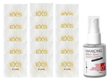 Комплект EXS Pure15 шт + Lovely Lovers Maxilong Spray (50 мл) SOS14868 фото