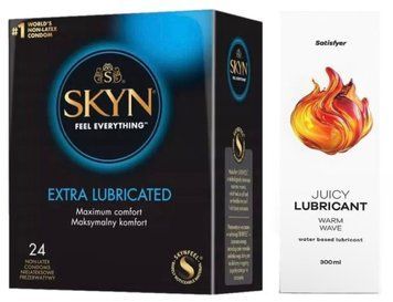 Комплект Лубрикант Satisfyer Warm Wave 300 мл + SKYN Extra Lube 24 шт SOS12741 фото