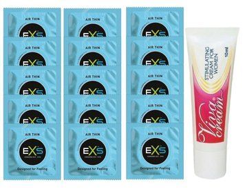 Комплект EXS Air Thin 15 шт + Swiss Navy Viva Cream SOS14798 фото