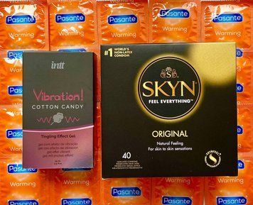 Набор 52 шт SKYN Original &ndash; Pasante Warming + Жидкий вибратор Intt Vibration Cotton Candy (15 мл) SOS1575 фото