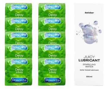 Набор Pasante Delay Infinity 10 шт. + Лубрикант Satisfyer Sparkling Water 300 мл SOS12039 фото