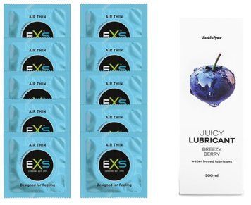 Набор: EXS Air Thin 10 шт. + Лубрикант Satisfyer Breezy Berry 300 мл SOS11198 фото