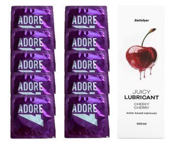 Набір: Pasante Adore 10 шт. + Лубрикант Satisfyer Cheeky Cherry (300 мл) SOS12089 фото
