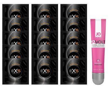Комплект EXS Black Latex 15 шт + JO 12VOLT Gel 10 мл SOS14652 фото