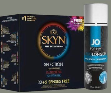 Набір Skyn Selection 30 шт + 5 of 5 Senses + Пролонгувальний спрей System JO Prolonger Spray with Benzocaine (60 мл) SOS4957 фото