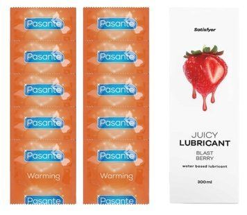 Комплект Pasante Warming 10шт. + Лубрикант Satisfyer Juicy Lubricant Blast Berry 300 мл SOS11590 фото