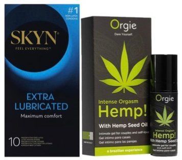Набір з SKYN Extra Lube (10 шт) + Збуджувальні краплі Intense Orgasm Hemp! (15 мл) від ORGIE SOS10187 фото