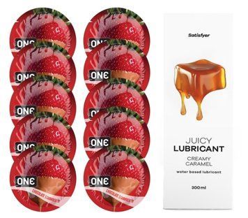ONE Chocolate Strawberry 10 шт. + Лубрикант Satisfyer Creamy Caramel 300 мл SOS12439 фото
