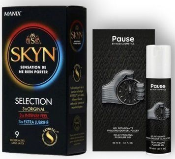 Набор из SKYN Selection (9 шт) + Пролонгатор PAUSE &mdash; Nuei, 50мл SOS8883 фото