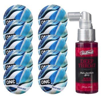 Комплект ONE Fresh Mint 10 шт + Doc Johnson &ndash; Wild Cherry, 59 мл SOS13784 фото