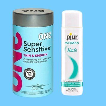 Набор ONE Super Sensitive 12 шт + pjur Woman Nude 100 мл SOS4415 фото