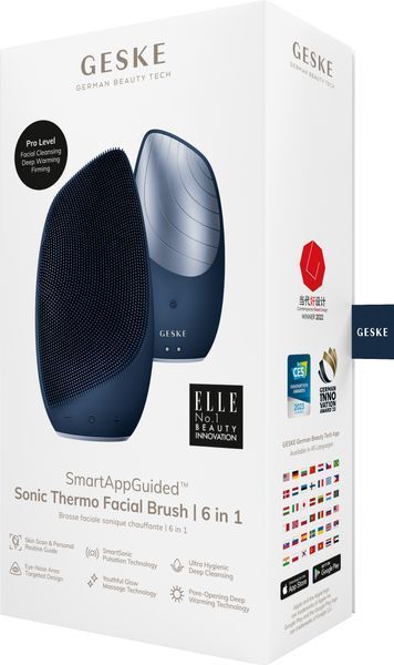 Электронная звуковая термо щетка для лица GESKE Sonic Thermo Facial Brush 6в1 midnight HB0078 фото