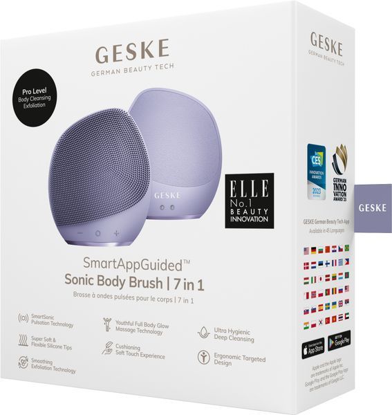 Ультразвуковая щетка для тела и интенсивный пилинг GESKE Sonic Body Brush&Intensive Exfoliator 7в1 purple HB0358 фото