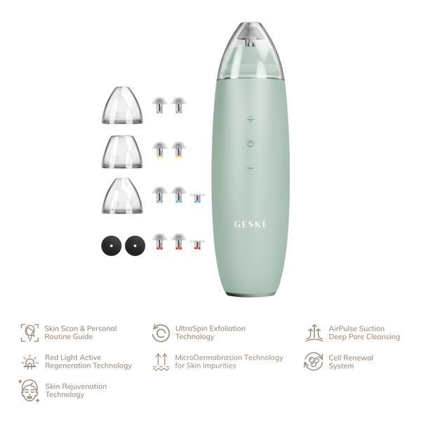 Микродермабразионное устройство для удаления черных точек GESKE MicroDermabrasion Blackhead Remover 7в1 green HB0568 фото