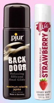 Набор лубрикантов pjur backdoor anal Relaxing jojoba silicone 30 мл + Wet Oral Play Strawberry (30 мл) LB737 фото