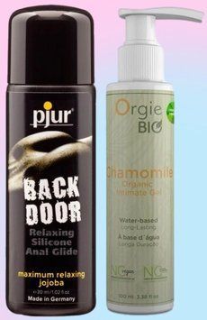 Набор лубрикантов pjur backdoor anal Relaxing jojoba silicone 30 мл + CHAMOMILE, 100 мл, ORGIE BIO LB878 фото