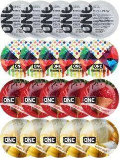 Набор с 20 шт ONE Extra strong + One Extreme ribs + ONE Chocolate Strawberry + ONE Banana Split SOS8196 фото