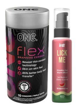 Комплект Набір 10 штук ONE Flex графен + Гель INTT Lick Me Kissable Gel Watermelon 50 мл SOS6266 фото