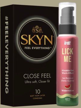 Набір SKYN Close Feel пачка 10 штук + Гель INTT Lick Me Kissable Gel Watermelon 50 мл SOS5058 фото