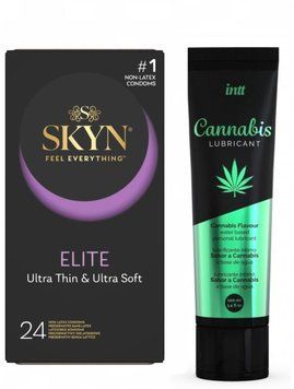SKYN Elite 24 шт та Лубрикант Intt Cannabis 100 мл SOS200 фото