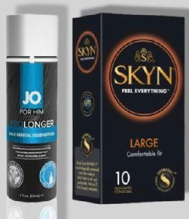 SKYN Large 10 шт + Пролонгатор System JO Prolonger Spray with Benzocaine (60 мл) SOS5633 фото