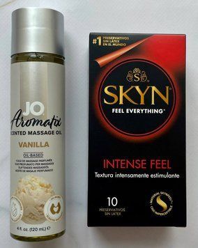 Комплект SKYN Intense Feel 10 шт + System JO Aromatix &mdash; Massage Oil &mdash; Vanilla 120 мл SOS1376 фото