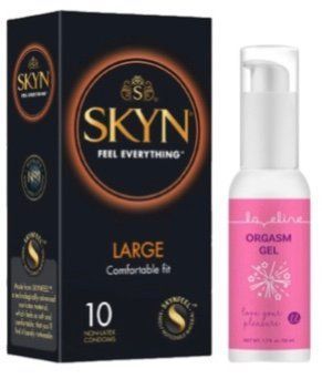 Набір з 10 шт SKYN Large + Гель для стимуляції оргазму Orgasm gel, 50 мл Loveline SOS10338 фото