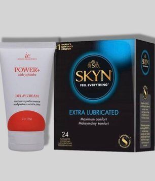 SKYN Extra Lube 24 шт + Пролонгатор Doc Johnson Power Delay Cream 56 г SOS5683 фото