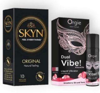 SKYN Original 10 шт + Orgie Dual Vibe! Strawberry Gin & Tonic 15 мл SOS6807 фото