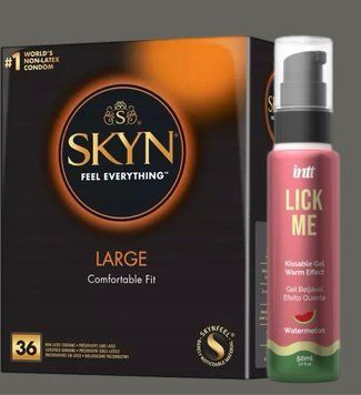 Комплект SKYN Large, 36 шт +  Гель INTT Lick Me Kissable Gel Watermelon 50 мл SOS5442 фото