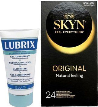 Набор из Лубрикант на водной основе Lubrix (50 мл) + SKYN ORIGINAL 24 шт SOS8778 фото