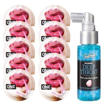 Комплект ONE Bubblegum 10 шт + Doc Johnson GoodHead Tingle Spray Cotton Candy (59 мл) SOS13886 фото