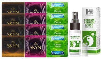 Комплект: Пролонгатор SHS Orgasm Control Spray 15 мл + 8 шт SKYN + 4 шт Pasante Delay SOS10910 фото