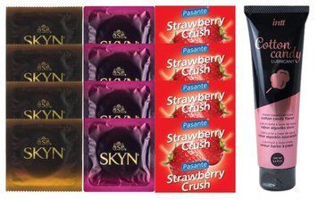 Комплект: Лубрикант Intt Cotton Candy (100мл) +8 шт. SKYN+4 шт. Pasante Strawberry Crush SOS10440 фото