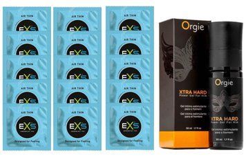 Комплект EXS Air Thin 15 шт + Orgie Xtra Hard Power Gel For Him SOS14772 фото
