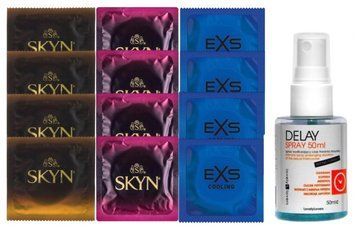 Комплект: Пролонгатор LOVELY LOVERS DELAY SPRAY 50 ML + 8 шт SKYN + 4 шт EXS Cooling SOS10816 фото
