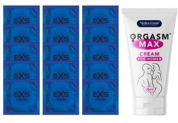 Комплект EXS Cooling 15 шт + Orgasm Max Cream for Women 50 мл SOS14562 фото
